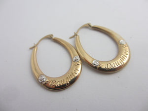 2 Colour 9k Gold Daughter Sleep Hoop Earrings Vintage c1980