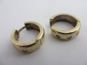 9k Gold Sleeper Hoop Earrings Vintage c1980