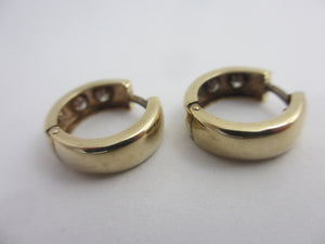 9k Gold Sleeper Hoop Earrings Vintage c1980