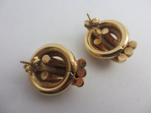 9k Gold Stud Earrings Vintage c1980