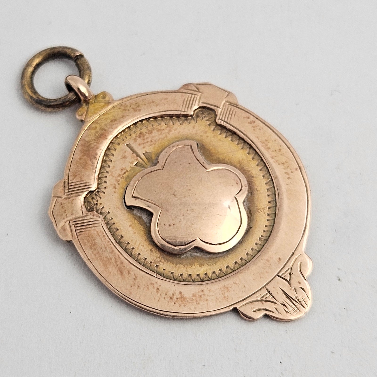 9k Gold Watch Fob Pendant 'Home Counties Dance Band Contest 1932' Vintage Art Deco