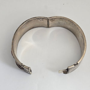 9k Rose Gold Tudor Rose Sterling Silver Bangle Bracelet Vintage 1962