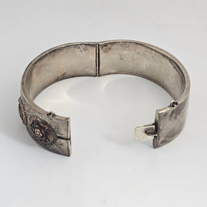 9k Rose Gold Tudor Rose Sterling Silver Bangle Bracelet Vintage 1962
