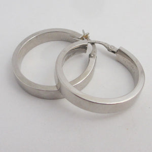 Sleeper Hoop Earrings 9k White Gold Vintage c1980