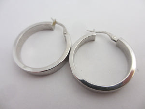 Sleeper Hoop Earrings 9k White Gold Vintage c1980