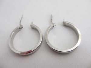 Sleeper Hoop Earrings 9k White Gold Vintage c1980