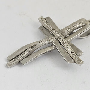 9k White Gold Cross Pendant Vintage c1970
