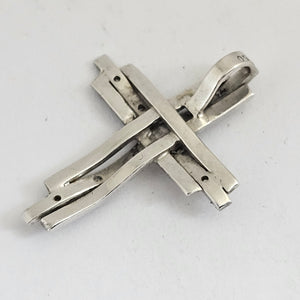 9k White Gold Cross Pendant Vintage c1970