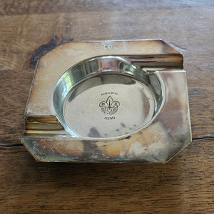Boy Scout Motif English Sterling Silver Personal Smoking Ashtray Vintage Art Deco 1939