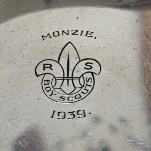 Boy Scout Motif English Sterling Silver Personal Smoking Ashtray Vintage Art Deco 1939
