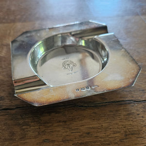 Boy Scout Motif English Sterling Silver Personal Smoking Ashtray Vintage Art Deco 1939