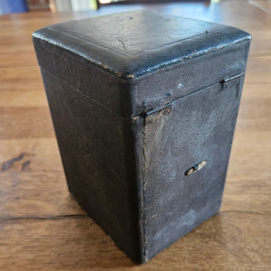 French Movement Gilded Brass Carriage Clock in Original Moroccan Leather Case Box Vintage Art Deco