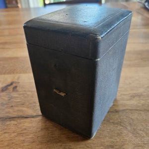French Movement Gilded Brass Carriage Clock in Original Moroccan Leather Case Box Vintage Art Deco
