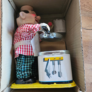 Chef Cook Battery Operated Vintage Toy c1950 in Original Box
