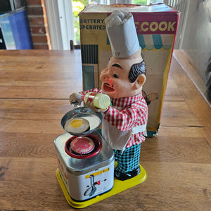 Chef Cook Battery Operated Vintage Toy c1950 in Original Box