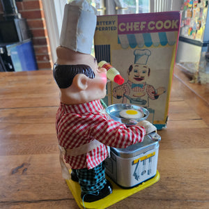 Chef Cook Battery Operated Vintage Toy c1950 in Original Box