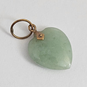 Chinese Jade Heart 14k Gold Bale Pendant Charm Vintage c1930