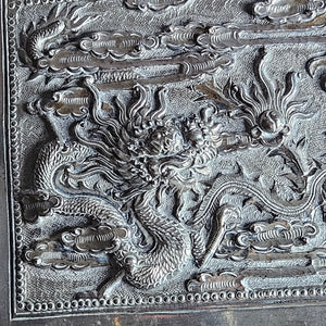 Chinese Dragon Silver Plate Cigarette Case Vintage Art Deco Period