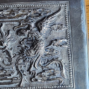 Chinese Dragon Silver Plate Cigarette Case Vintage Art Deco Period