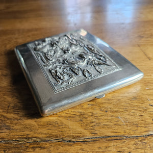 Chinese Dragon Silver Plate Cigarette Case Vintage Art Deco Period