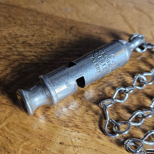 'The City Police or Fire Whistle' with Police Chain in Chromed Brass Vintage Art Deco