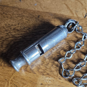 'The City Police or Fire Whistle' with Police Chain in Chromed Brass Vintage Art Deco