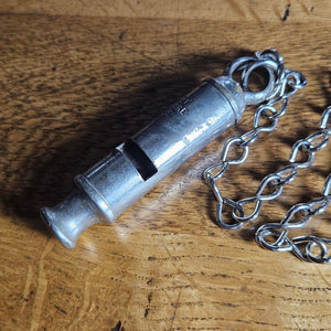'The City Police or Fire Whistle' with Police Chain in Chromed Brass Vintage Art Deco