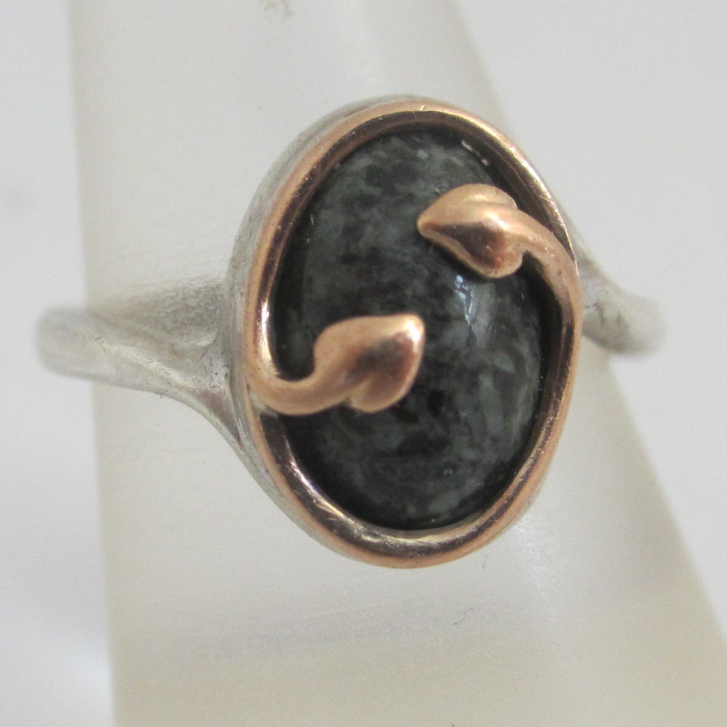 Clogau Organic Agate 9k Gold and Sterling Silver Ring Size O+ Vintage c1980