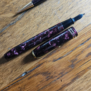 Pair of Conway Stewart Pen and Fountain Pen 14k Gold Nib Boxed Vintage Art Deco