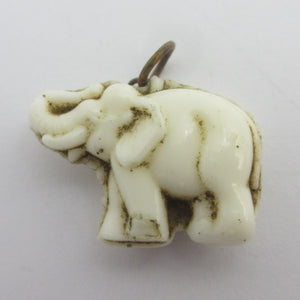 Lucky Elephant Neiger Czech Glass Charm Pendant Vintage Art Deco c1930