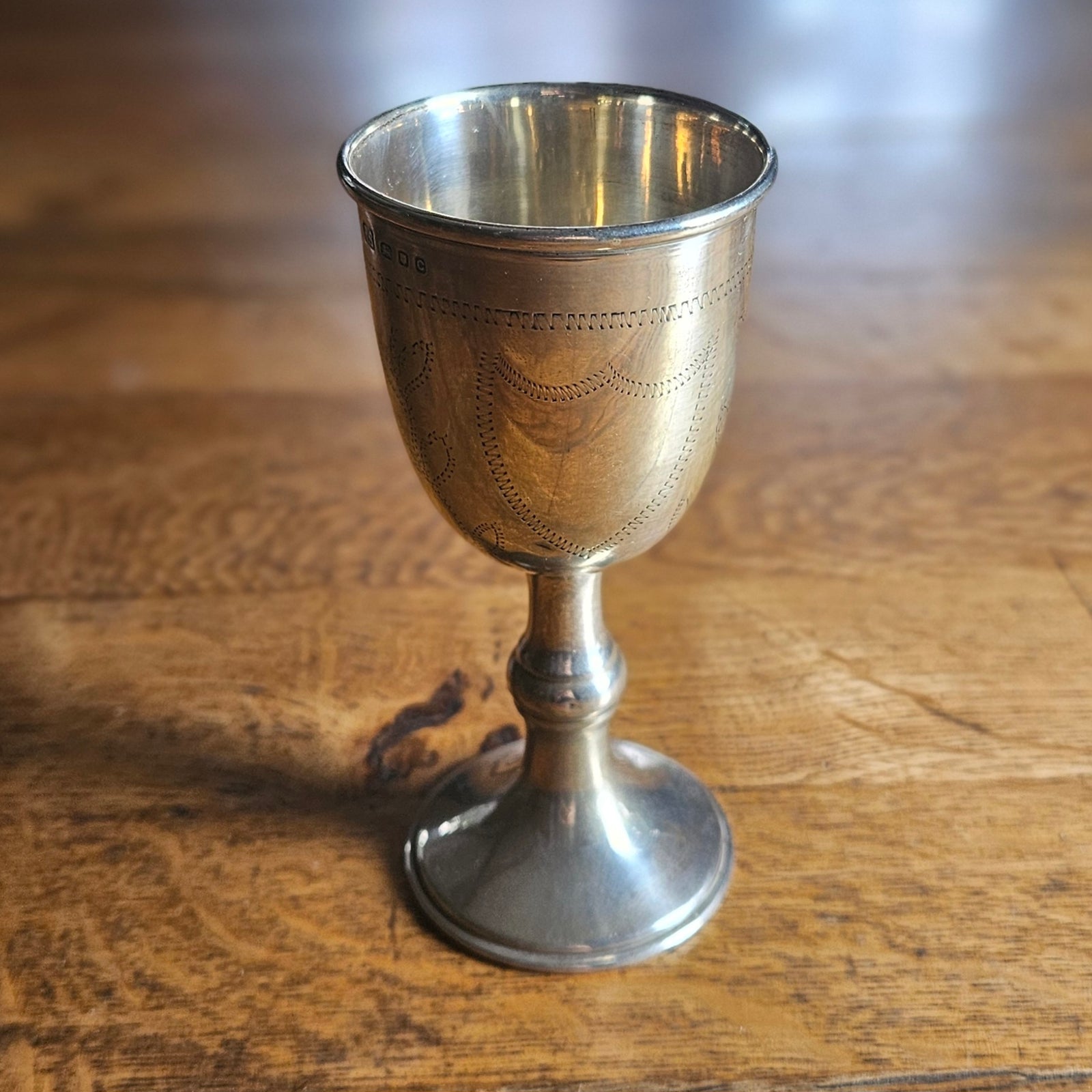 English Sterling Silver Jewish Kiddush Cup Vintage Art Deco 1938