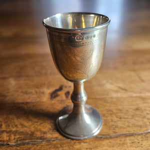 English Sterling Silver Jewish Kiddush Cup Vintage Art Deco 1938