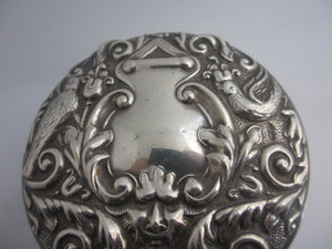 Green Man and Birds English Sterling Silver Trinket Jewellery Box Vintage