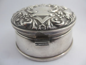 Green Man and Birds English Sterling Silver Trinket Jewellery Box Vintage