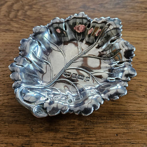 English Sterling Silver Leaf Dish Pin Tray by Mappin & Webb Ltd Vintage