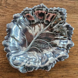 English Sterling Silver Leaf Dish Pin Tray by Mappin & Webb Ltd Vintage