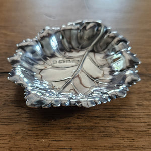 English Sterling Silver Leaf Dish Pin Tray by Mappin & Webb Ltd Vintage