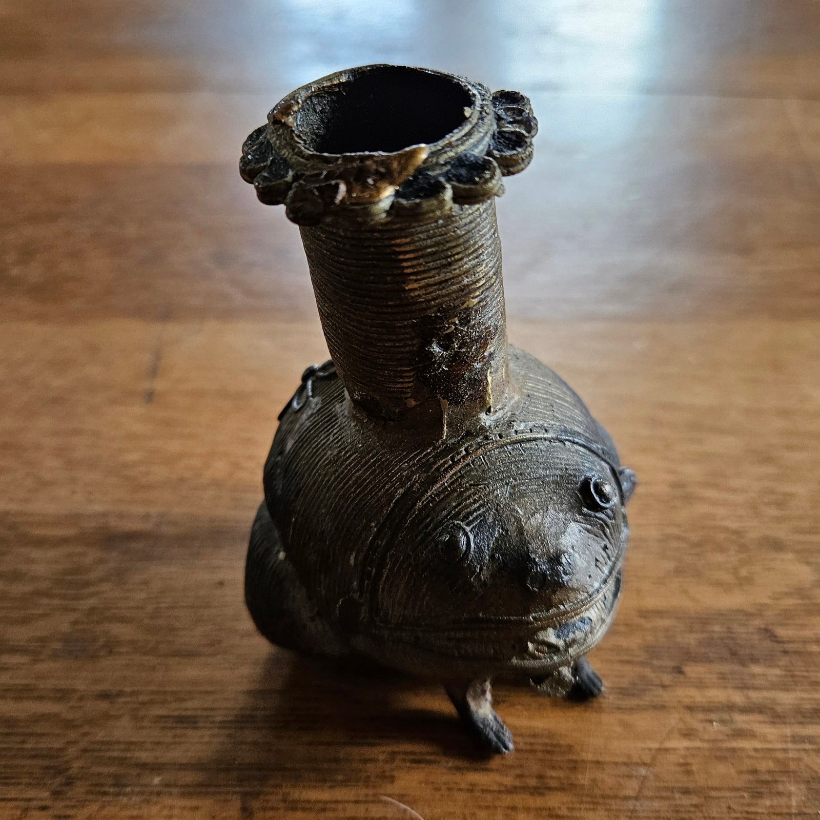 Indian Dhakra Brass Candlestick Vintage