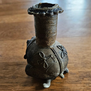 Indian Dhakra Brass Candlestick Vintage