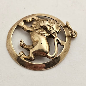 Leo the Lion Zodiac Star Sign 9k Gold Pendant or Charm Vintage English Hallmark