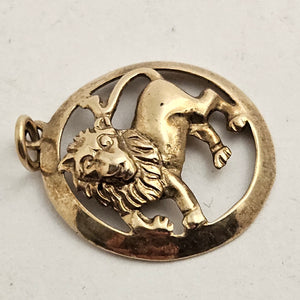 Leo the Lion Zodiac Star Sign 9k Gold Pendant or Charm Vintage English Hallmark
