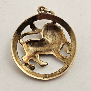 Leo the Lion Zodiac Star Sign 9k Gold Pendant or Charm Vintage English Hallmark
