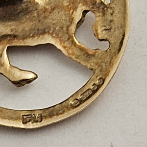 Leo the Lion Zodiac Star Sign 9k Gold Pendant or Charm Vintage English Hallmark