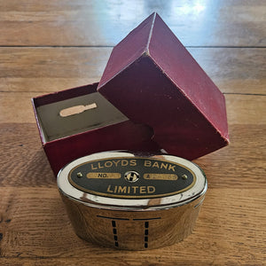 Chrome Metal Lloyds Bank Coin Safe Boxed Vintage Art Deco c1930