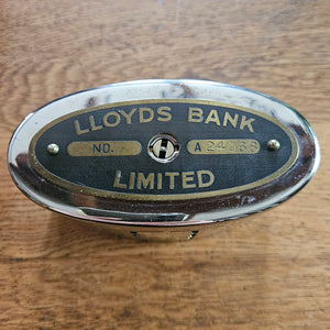 Chrome Metal Lloyds Bank Coin Safe Boxed Vintage Art Deco c1930