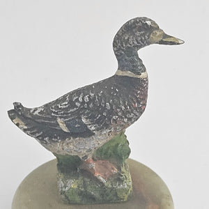 Austrian Cold Painted Bronze Mallard Duck Bird Menu Holder Vintage Art Deco