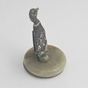 Austrian Cold Painted Bronze Mallard Duck Bird Menu Holder Vintage Art Deco