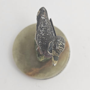 Austrian Cold Painted Bronze Mallard Duck Bird Menu Holder Vintage Art Deco
