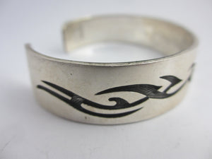 Mexican Sterling Silver Adjustable Bangle Bracelet Vintage