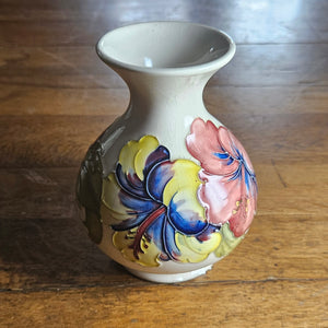 Hibiscus Moorcroft Pottery Vase Vintage c1970